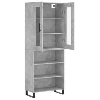 Kaappi betoninharmaa 69,5x34x180 cm tekninen puu