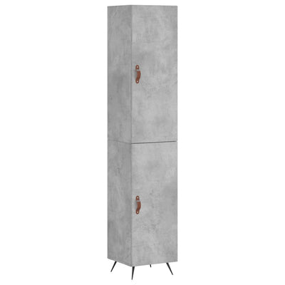 Kaappi betoninharmaa 34,5x34x180 cm tekninen puu