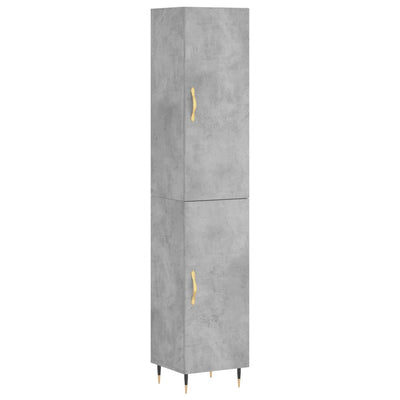 Kaappi betoninharmaa 34,5x34x180 cm tekninen puu