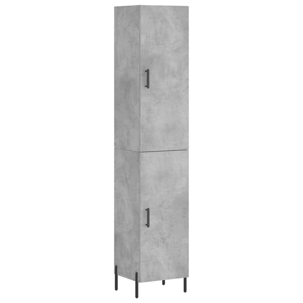 Kaappi, väri betoninharmaa, 34,5x34x180 cm, materiaali tekninen puu