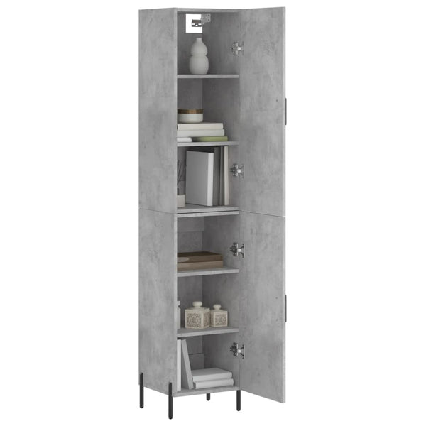 Kaappi, väri betoninharmaa, 34,5x34x180 cm, materiaali tekninen puu