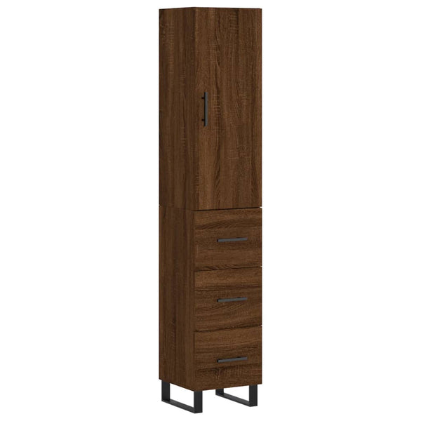 Kaappi ruskea tammi 34,5x34x180 cm tekninen puu