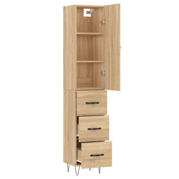 Kaappi 34,5x180x34 cm teknisestä puusta Sonoma-tammi