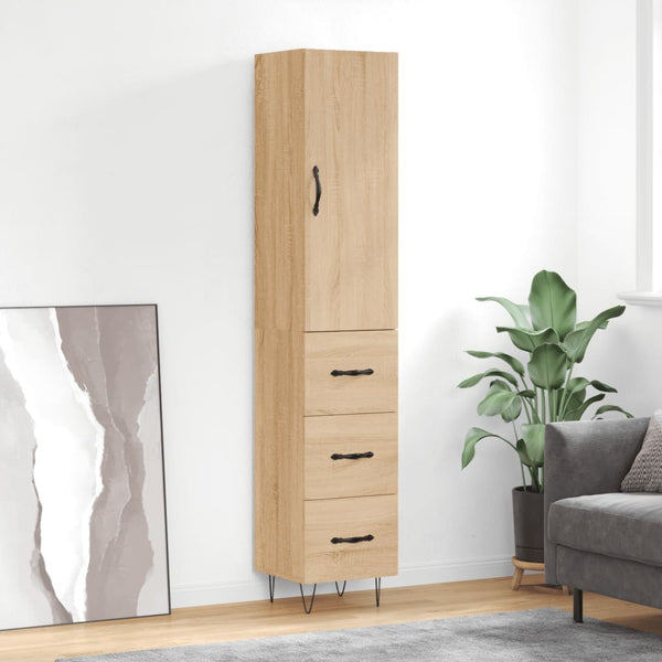 Kaappi 34,5x180x34 cm teknisestä puusta Sonoma-tammi