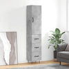 Betoninharmaa kaappi, tekninen puu 34,5x34x180 cm mitat