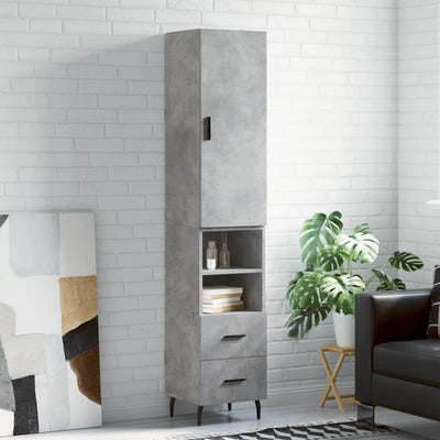 Kaappi betoninharmaa 34,5x34x180 cm tekninen puu