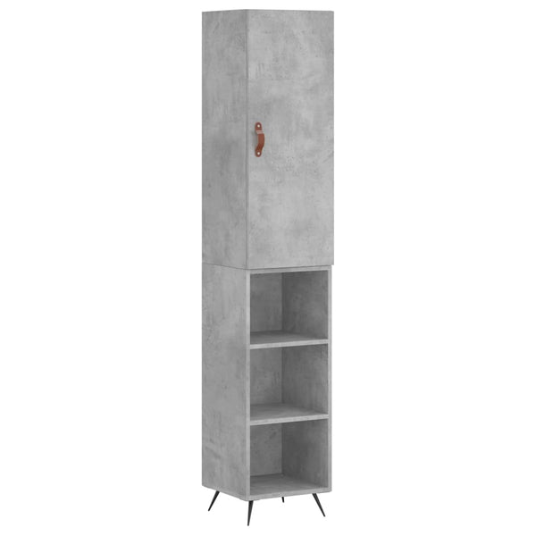Kaappi betoninharmaa 34,5x34x180 cm tekninen puu