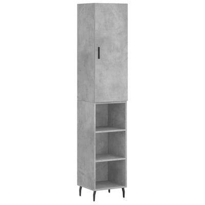 Kaappi betoninharmaa 34,5x34x180 cm tekninen puu