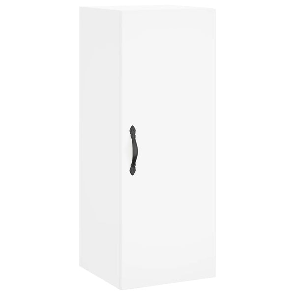 Valkoinen kaappi, mitat 34,5x34x180 cm, materiaali tekninen puu