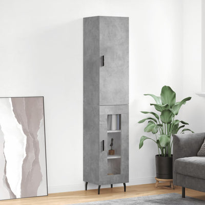 Kaappi betoninharmaa 34,5x34x180 cm tekninen puu