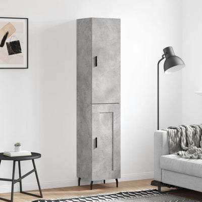 Kaappi betoninharmaa 34,5x34x180 cm tekninen puu