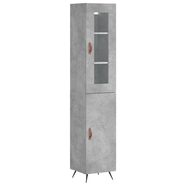 Kaappi betoninharmaa 34,5x34x180 cm tekninen puu