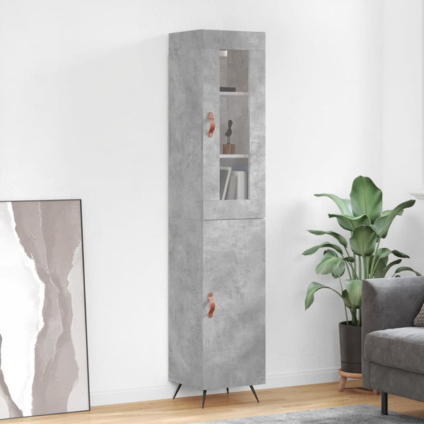 Kaappi betoninharmaa 34,5x34x180 cm tekninen puu