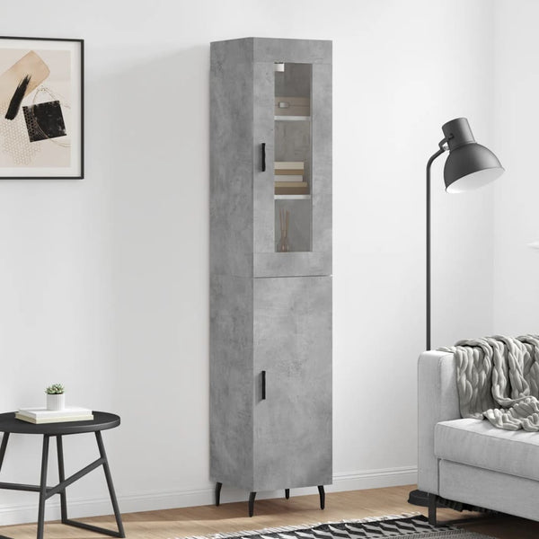 34,5x34x180 cm kaappi teknisestä puusta betoninharmaana