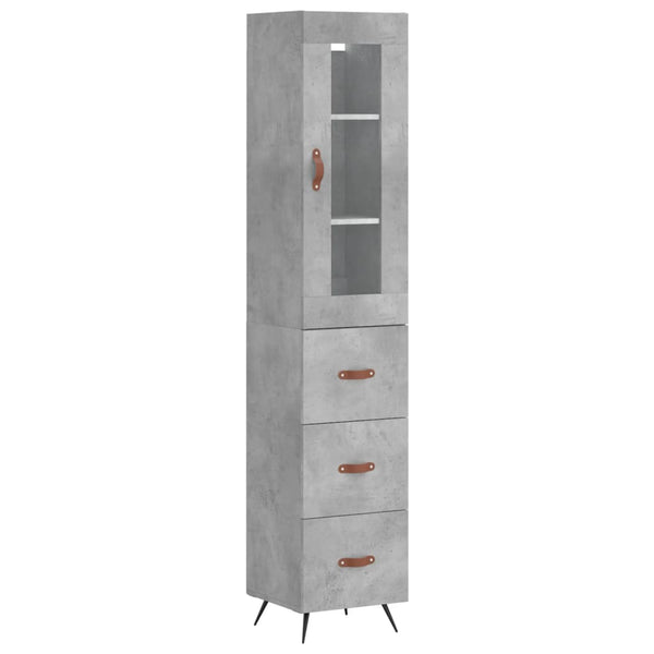 Kaappi betoninharmaa 34,5x34x180 cm tekninen puu