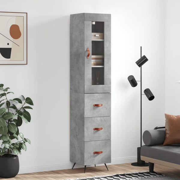 Kaappi betoninharmaa 34,5x34x180 cm tekninen puu