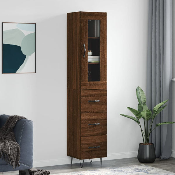 Kaappi ruskea tammi 34,5x34x180 cm tekninen puu