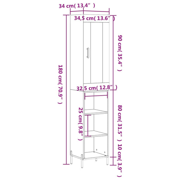 Titinia 34,5x34x180cm (puinen) betoninharmaa kaappi