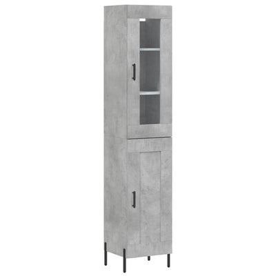 Kaappi betoninharmaa 34,5x34x180 cm tekninen puu