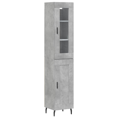 Kaappi betoninharmaa 34,5x34x180 cm tekninen puu