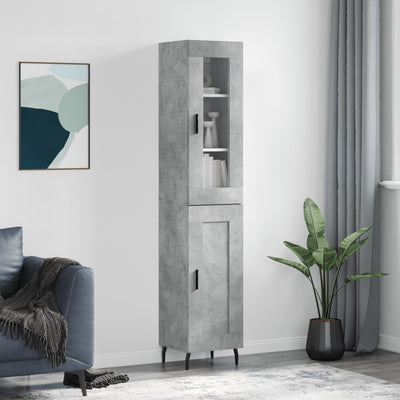 Kaappi betoninharmaa 34,5x34x180 cm tekninen puu