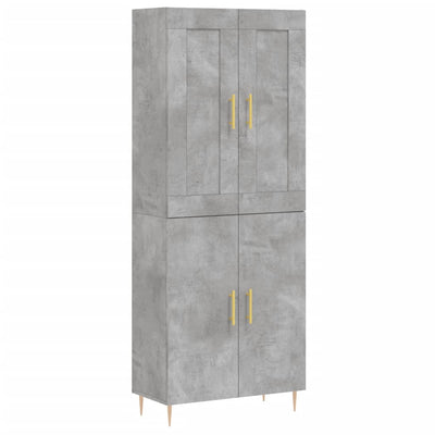 Kaappi betoninharmaa 69,5x34x180 cm tekninen puu