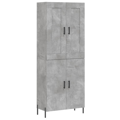 Kaappi betoninharmaa 69,5x34x180 cm tekninen puu