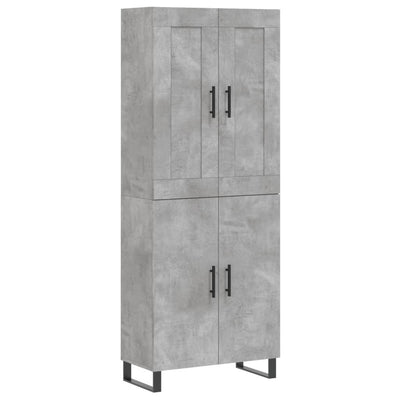 Kaappi betoninharmaa 69,5x34x180 cm tekninen puu