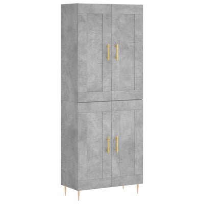Kaappi betoninharmaa 69,5x34x180 cm tekninen puu