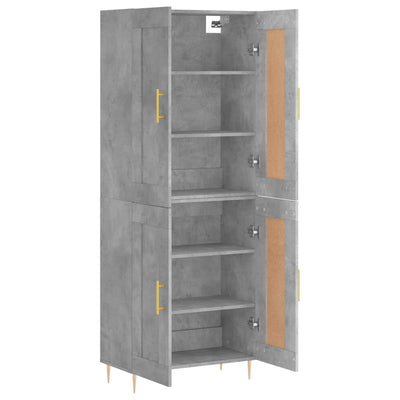 Kaappi betoninharmaa 69,5x34x180 cm tekninen puu