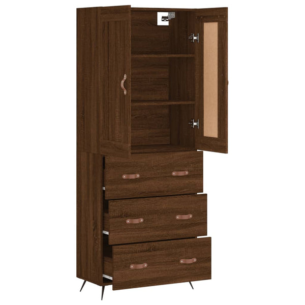 Kaappi ruskea tammi 69,5x34x180 cm tekninen puu