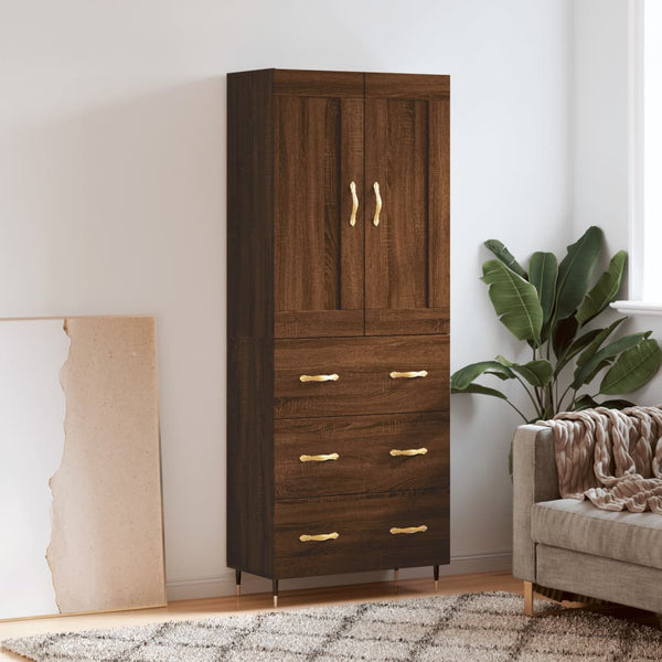 Kaappi ruskea tammi 69,5x34x180 cm tekninen puu