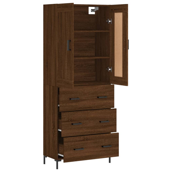 Kaappi ruskea tammi 69,5x34x180 cm tekninen puu
