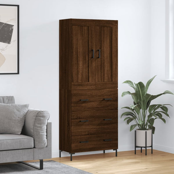 Kaappi ruskea tammi 69,5x34x180 cm tekninen puu