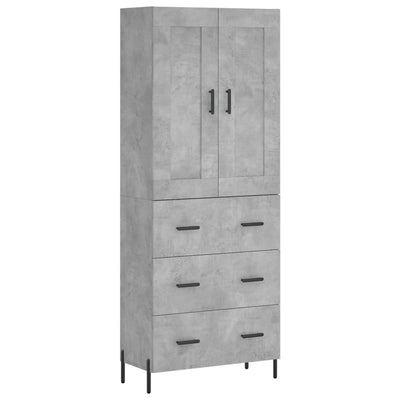 Kaappi betoninharmaa 69,5x34x180 cm tekninen puu