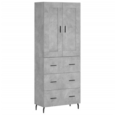Kaappi betoninharmaa 69,5x34x180 cm tekninen puu