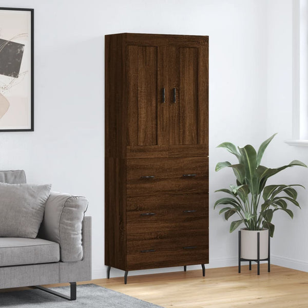 Kaappi ruskea tammi 69,5x34x180 cm tekninen puu
