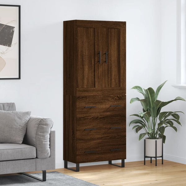 Kaappi ruskea tammi 69,5x34x180 cm tekninen puu