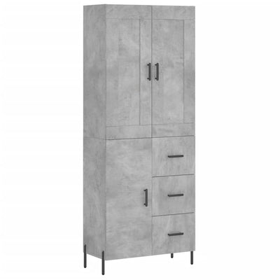 Kaappi betoninharmaa 69,5x34x180 cm tekninen puu