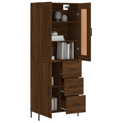 Kaappi ruskea tammi 69,5x34x180 cm tekninen puu