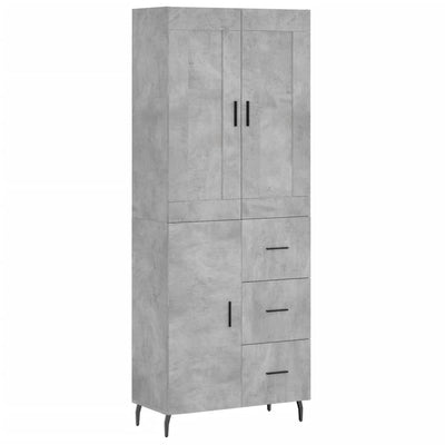 Kaappi betoninharmaa 69,5x34x180 cm tekninen puu