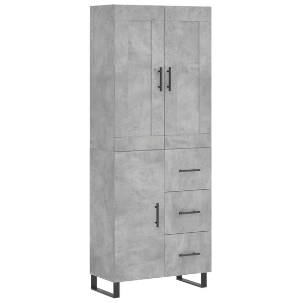Kaappi betoninharmaa 69,5x34x180 cm tekninen puu