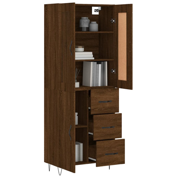 Kaappi ruskea tammi 69,5x34x180 cm tekninen puu
