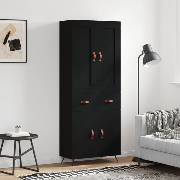 Kaappi musta 69,5x34x180 cm tekninen puu