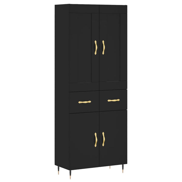 Kaappi musta 69,5x34x180 cm tekninen puu