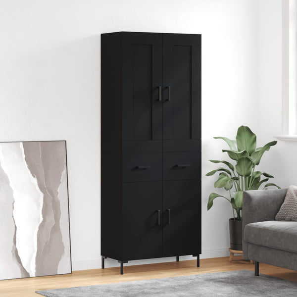 Kaappi musta 69,5x34x180 cm tekninen puu