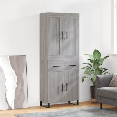 Kaappi harmaa Sonoma 69,5x34x180 cm tekninen puu