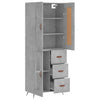 Kaappi betoninharmaa 69,5x34x180 cm tekninen puu