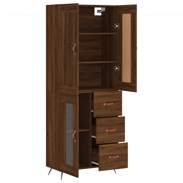 Kaappi ruskea tammi 69,5x34x180 cm tekninen puu