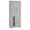 Kaappi betoninharmaa 69,5x34x180 cm tekninen puu